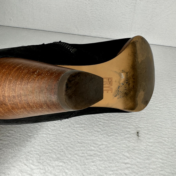 Frye Reina Black Leather Pointed Toe Side Zip Western Ankle Bootie Wmns Sz 6.5 M - Picture 13 of 16